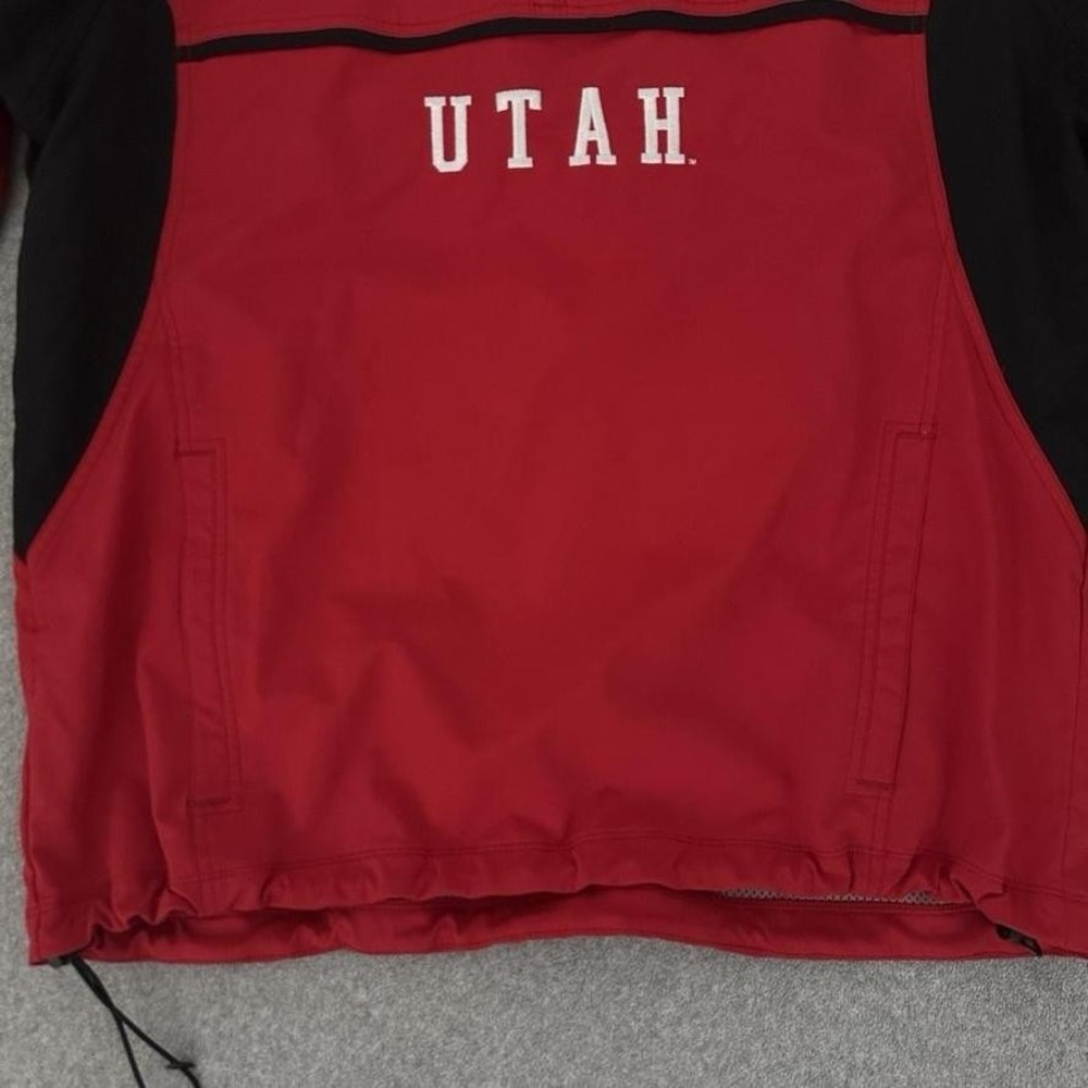 Utah Utes Jacket Large Red NCAA College Columbia Quarter Zip Pullover Shell - Picture 10 of 12